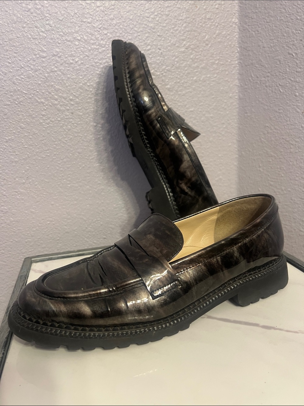 Brunate Made in Italy Patent Leather Slip-On Penny Loafers
